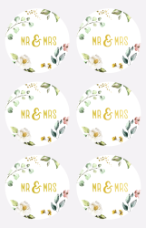 Sticker Mr&Mrs rund 4 cm